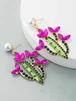 Fashion Cactus Stoving Varnish Alloy Artificial Gemstones Earrings main image 1