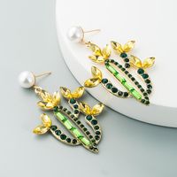 Fashion Cactus Stoving Varnish Alloy Artificial Gemstones Earrings main image 4