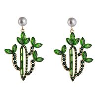 Fashion Cactus Stoving Varnish Alloy Artificial Gemstones Earrings main image 6