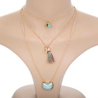 Fashion Vintage Turquoise Pendant Tassel Long Sweater Chain Necklace main image 6