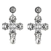 European And American Popular Classic Trend Exaggerated Retro Earrings Female Hollow Atmosphere Cross Diamond Alloy Long Earrings sku image 1