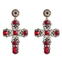 European And American Popular Classic Trend Exaggerated Retro Earrings Female Hollow Atmosphere Cross Diamond Alloy Long Earrings sku image 2