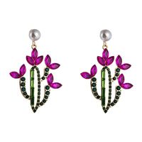 Fashion Cactus Stoving Varnish Alloy Artificial Gemstones Earrings sku image 2