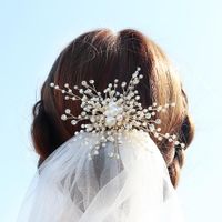 Bridal Hair Accessories Pearl Temperament Hair Clips Hand-set Diamonds Gold Edge Clip Wedding Headwear main image 1