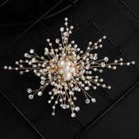 Bridal Hair Accessories Pearl Temperament Hair Clips Hand-set Diamonds Gold Edge Clip Wedding Headwear main image 3