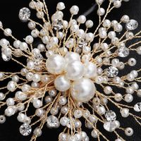 Bridal Hair Accessories Pearl Temperament Hair Clips Hand-set Diamonds Gold Edge Clip Wedding Headwear main image 4