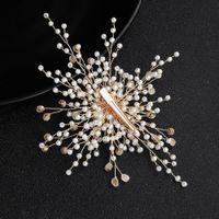 Bridal Hair Accessories Pearl Temperament Hair Clips Hand-set Diamonds Gold Edge Clip Wedding Headwear main image 5
