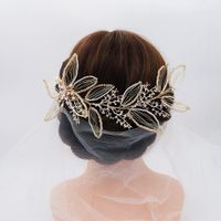 Wedding Jewelry Pearl Flower Headdress Toasting Dress Accessories Bridal Wedding Hair Band Earring Set main image 3