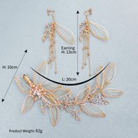 Wedding Jewelry Pearl Flower Headdress Toasting Dress Accessories Bridal Wedding Hair Band Earring Set main image 6