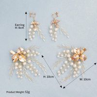 Bridal Jewelry Handmade Pearl Hair Clip Earring Set Headdress main image 6