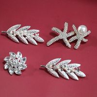 Silver Brooch Colored Beads Embellished Leaf Brooch Men And Women Suit Collar Scarf Pin main image 1