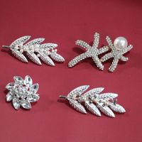 Silver Brooch Colored Beads Embellished Leaf Brooch Men And Women Suit Collar Scarf Pin main image 2