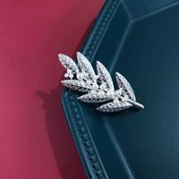 Silver Brooch Colored Beads Embellished Leaf Brooch Men And Women Suit Collar Scarf Pin main image 4