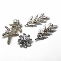 Silver Brooch Colored Beads Embellished Leaf Brooch Men And Women Suit Collar Scarf Pin main image 3
