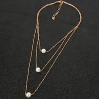 Necklace Retro Simple Beaded Three-layer Single Imitation Pearl Necklace Wholesale main image 4