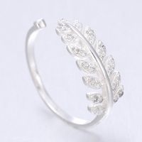 Fashion Sweet Ol Zircon Leaf Individuality Open Ring main image 2