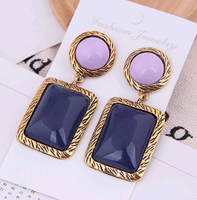 European And American Fashion Metal Two-color Geometric Square Accessories Exaggerated Temperament Earrings main image 1