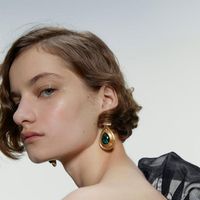 Alloy Diamond Gem Earrings Vintage Earrings Luxury Drop Shape Earrings Accessories main image 1