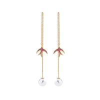925 Silver Needle Creative Long Small Swallow Pearl Pendant Earrings Female Korean Fashion Ear Line main image 1
