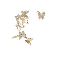 High-quality Butterfly Asymmetric Personality Ear Clip S925 Silver Pin Integrated Earrings main image 3
