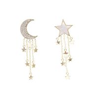 Asymmetric Mother-of-pearl Stars Moon Tassel Earrings Personality Wild Earrings main image 3