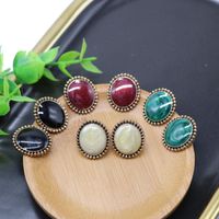 Colored Drop Glaze Oval Earrings Wine Red Green Simple Earrings Wholesales Fashion main image 6