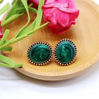 Colored Drop Glaze Oval Earrings Wine Red Green Simple Earrings Wholesales Fashion main image 4