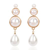 Simple Earrings Elegant Drop-shaped Alloy Inlaid Pearl Imitation Sweet Earrings For Women main image 2