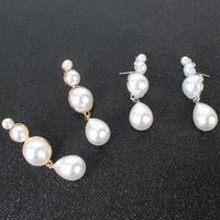 Simple Earrings Elegant Drop-shaped Alloy Inlaid Pearl Imitation Sweet Earrings For Women main image 4