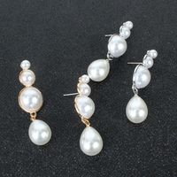 Simple Earrings Elegant Drop-shaped Alloy Inlaid Pearl Imitation Sweet Earrings For Women main image 5
