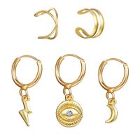 New Moon Earrings Ear Studs Ear Hoop Combination Set 5 Pieces Women Jewelry main image 3