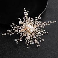 Bridal Hair Accessories Pearl Temperament Hair Clips Hand-set Diamonds Gold Edge Clip Wedding Headwear sku image 1