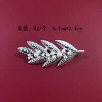Silver Brooch Colored Beads Embellished Leaf Brooch Men And Women Suit Collar Scarf Pin sku image 1