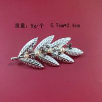 Silver Brooch Colored Beads Embellished Leaf Brooch Men And Women Suit Collar Scarf Pin sku image 2