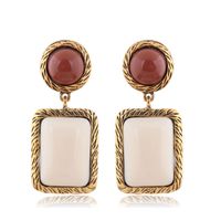 European And American Fashion Metal Two-color Geometric Square Accessories Exaggerated Temperament Earrings sku image 1