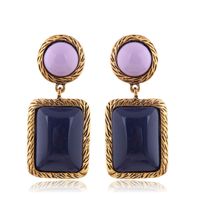 European And American Fashion Metal Two-color Geometric Square Accessories Exaggerated Temperament Earrings sku image 2