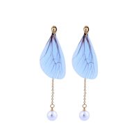 New Long Pearl Drop Earrings Fashion New Two Color Optional Chiffon Stud Earrings sku image 3