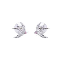 925 Silver Needle Creative Long Small Swallow Pearl Pendant Earrings Female Korean Fashion Ear Line sku image 2