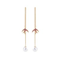 925 Silver Needle Creative Long Small Swallow Pearl Pendant Earrings Female Korean Fashion Ear Line sku image 4