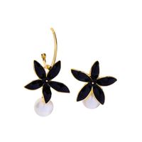 Fashion Dripping Oil Earrings Female Personality Pearl Earrings Creative Asymmetric Earrings sku image 1