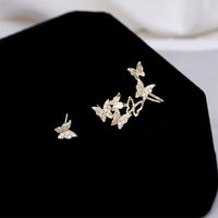 High-quality Butterfly Asymmetric Personality Ear Clip S925 Silver Pin Integrated Earrings sku image 1