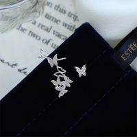 High-quality Butterfly Asymmetric Personality Ear Clip S925 Silver Pin Integrated Earrings sku image 2