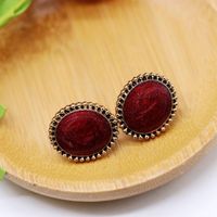 Colored Drop Glaze Oval Earrings Wine Red Green Simple Earrings Wholesales Fashion sku image 4