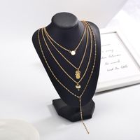 Fashion Multilayer Necklace Women Simple Pineapple Coconut Short Neck Chain Clavicle Chain main image 4