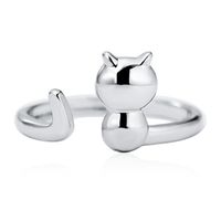 Fashion Cute Girl Opening Adjustable Glossy Lucky Cat Copper Ring main image 1