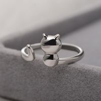 Fashion Cute Girl Opening Adjustable Glossy Lucky Cat Copper Ring main image 4