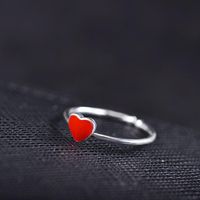 Nueva Moda Anillo De Plata Femenino Corea Apertura Anillo Ajustable En Forma De Corazón Amor Corazón Rojo Pulsera main image 5