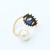 Vintage Jewelry Pearl Eyes Gem Joint Ring Ring New Lips Open Ring main image 6