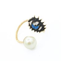 Vintage Jewelry Pearl Eyes Gem Joint Ring Ring New Lips Open Ring main image 3
