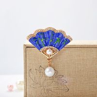 New Accessories Retro Fan Brooch Corsage Coat Pin Color Glaze Clothing Wholesale main image 4
